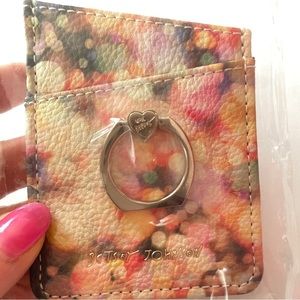 NEW Betsey Johnson Cell Phone Ring Stand Wallet Card Holder Bubbles Print NWOT